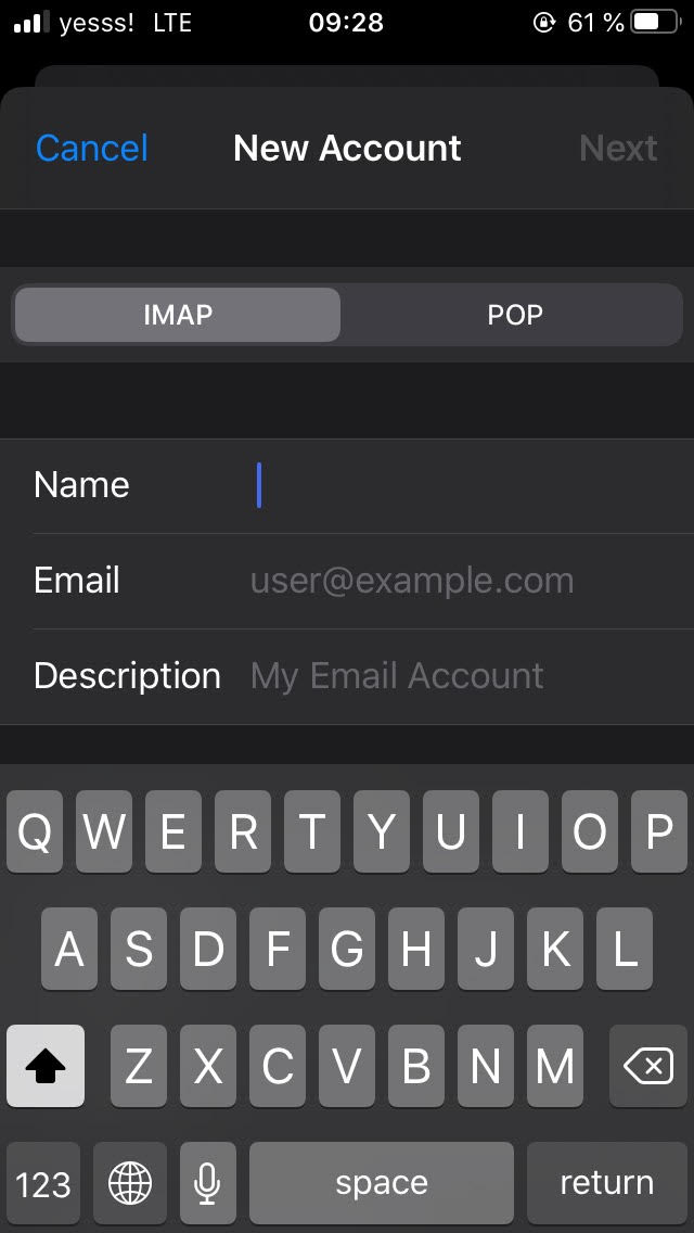 iPhone setup email iOS